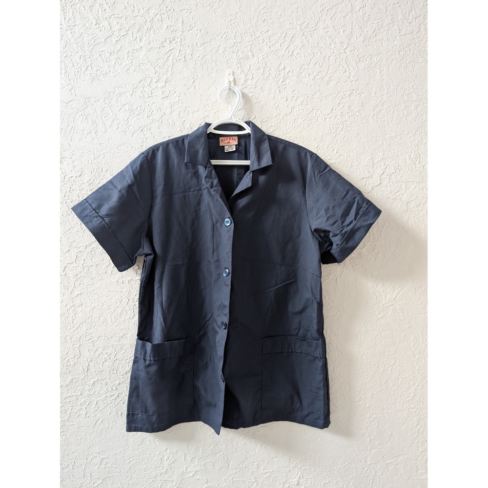 Red Kap Work Shirt Smock Womens Medium Navy Blue Short Sleeve Pockets TP23NV5